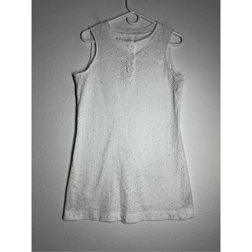 Du Jour White Eyelet Swim Cover-up Cotton Blend Sleeveless Sz M See Description